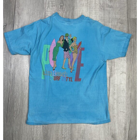 Vintage 80s Ocean Pacific Frank Sinatra Shirt Large Surf Comp Blue Beach Rare V - Picture 1 of 14
